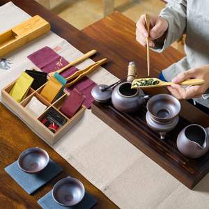 4 Pcs Organisateur de stockage divisé en bambou Conteneur en bambou avec 6 compartiments Bac de stockage des aliments en bois Boîte à thé en bois Bambou - Product Image 6