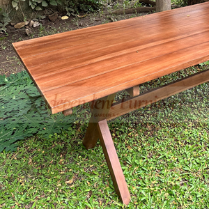 Modern New Minimalist Dining <b>Table</b> Natural Teak Wood Six Slats For Home Living Outdoor Furniture Patio Terrace <b>Table</b> or <b>Garden</b> - Product Image 6
