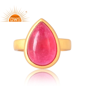 Anillo de piedras preciosas de cuarzo de Aventurina roja Natural chapado en oro de 18 quilates de Plata de Ley 925 más vendido, fabricante de joyería fina Demi - Product Image 3