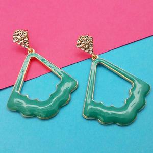 Kriaa Gold-Plated <b>Green</b> Meenakari Dangle Earrings with Austrian Stone Fashion Jewelry 1314118A - Product Image 1