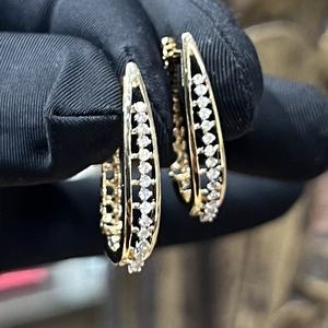 ต่างหูเพชรแท้ทรงกลมเจียระไนแบบบริลเลียนท์ ทองคำแท้ 14K และ 18K สำหรับผู้หญิง คุณภาพพรีเมียม รับรองโดยผู้เชี่ยวชาญจากภายนอก - Product Image 4