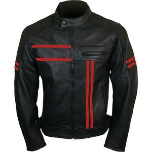 Mens Motorcycle Biker Strip Style Cafe <b>Racer</b> Moto Leather <b>Jacket</b> Real Genuine Leather Racing Cafe Motorbike <b>Jacket</b> Wholesale OEM - Product Image 3