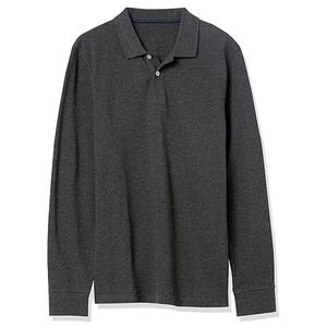 Polos de algodón de manga larga transpirables con ribete de costilla de punto plano para hombre, camiseta Polo de solapa de manga larga con costuras multicolores de verano - Product Image 1