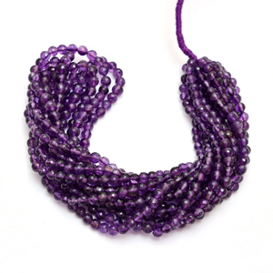AAA + amatista Africana 4mm-5mm cuentas redondas facetadas púrpura oscuro amatista Natural piedras preciosas semipreciosas cuentas redondas para joyería - Product Image 1