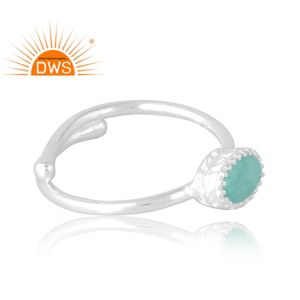 Anillo de piedras preciosas de amazonita Natural de Plata de Ley 925, joyería personalizada para mujer, regalo para ella - Product Image 4