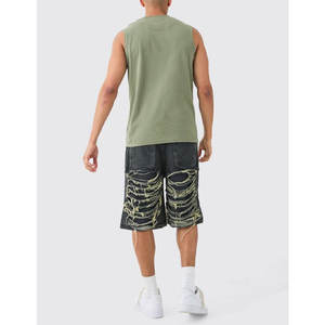 Camiseta sin mangas de fitness para hombre con estampado personalizado, camiseta transpirable de algodón para gimnasio al por mayor - Product Image 5