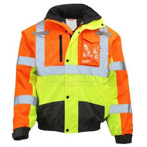 High Visibility Safety <b>Jacket</b> Class 2 Orange <b>Yellow</b> Reflective <b>Waterproof</b> Workwear Multiple Pockets Adjustable Hood High Quality - Product Image 5