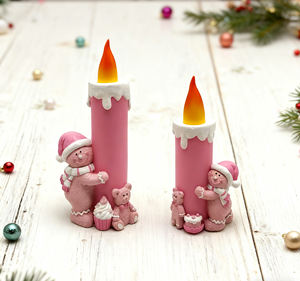 Nuevas decoraciones navideñas rosas Lámpara de velas LED Velas navideñas sin llama Papá Noel Muñeco de nieve Luz nocturna decorativa - Product Image 2