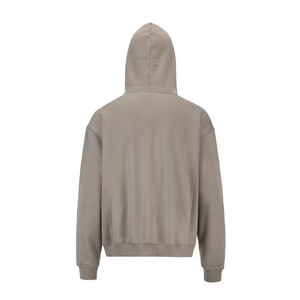 Sweat à capuche uni d'hiver avec fermeture éclair, 340 g/m², épaules tombantes, épais, unisexe, polyester/coton, style urbain vintage, coupe classique, respirant - Product Image 3