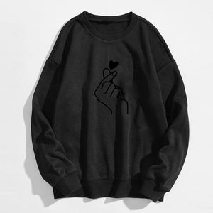 Venta al por mayor 100% de algodón de los hombres de manga larga sudadera de lana lindo corazón estampado de cuello redondo Sudadera con capucha para el invierno - Product Image 4