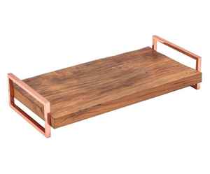 Functional Wooden Tray With Smooth Metal Handles For Use In Gifting <b>Tea</b> <b>Service</b> Or As A Decorative Home Accent - Product Image 6
