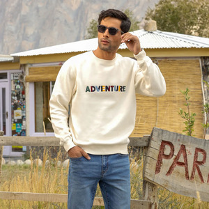 Meilleure vente nouvelle arrivée d'hiver hommes Beige couleur 300 GSM polaire côtelé cou sweat avec Logo brodé sur le devant - Product Image 3