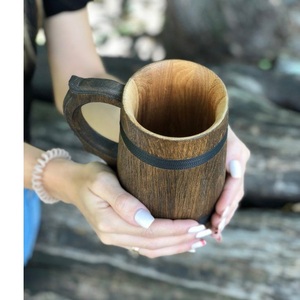 Taza para beber de madera tradicional estilo rústico hecho a mano - Product Image 3