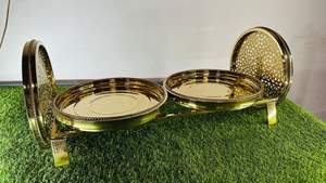 แท่นวางเค้กชั้นเดียวสุดหรูอุปกรณ์ตกแต่งโต๊ะแต่งงานชุบทอง - Product Image 3