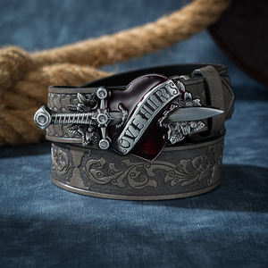 Cinturón de Cuero Genuino con Hebilla de Aleación, Diseño de Flor de Diamante, Estilo Ejecutivo - Product Image 5