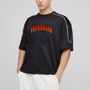 Vente en gros de t-shirts streetwear confortables pour hommes, vêtements décontractés d'été avec logo personnalisé sérigraphié, t-shirt surdimensionné pour homme à épaules tombantes - Product Image 1