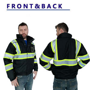 Vestes de sécurité hivernales à manches longues détachables, fabriquées au Pakistan, en polyester, grande taille, haute visibilité T2 - Product Image 3