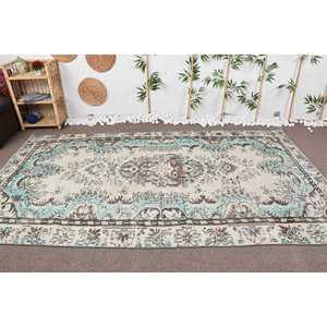 พรมตุรกีวินเทจขนาด 5.4x9.8 ฟุต พรมขนาดใหญ่ พรมขนสัตว์สีเบจ - Product Image 2