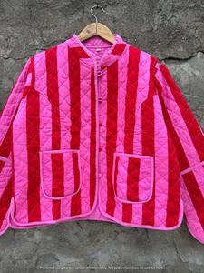 Chaqueta Acolchada India Reversible, Abrigo Bohemio, Chaqueta de Algodón con Estampado Floral - Product Image 3