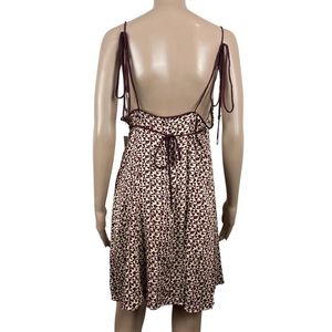 Free People Minidress Bohemian Kai Print Taglia Media, Stampa Floreale Caffè, Silhouette a Trapezio, Vita Naturale, in Chiffon - Product Image 3