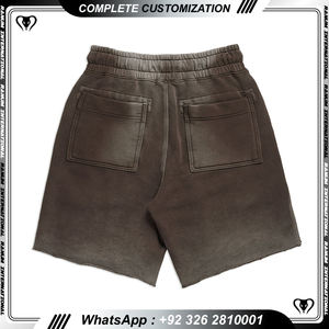 Custom Vintage Sweat Sun Faded Stone Wash Shorts Pantalones cortos de lavado ácido de impresión personalizada para los hombres - Product Image 3