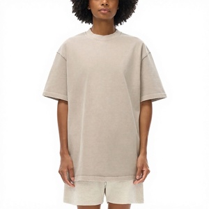 Custom Acid Washed Unisex 100% Cotton Screen Printed 280gsm Heavyweight Oversized Eco-Friendly Quick Dry <b>T</b>-Shirt Women - Product Image 1