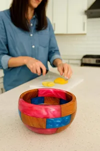 Cuenco decorativo de resina de madera hecho a mano, acento elegante de estilo Ángel para el hogar o la oficina como centro de mesa de salón o comedor - Product Image 4