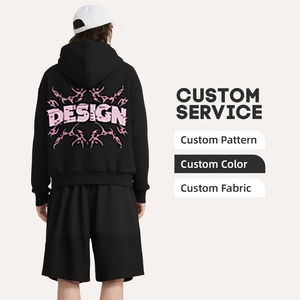 <b>Men's</b> Custom Double <b>Zip</b> Hoodie Tracksuit Breathable Cotton French Terry Jogger Set Plus Size <b>Short</b> Outfit for Winter Solid - Product Image 2