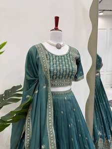 Lengha Choli Plazzo Prêt-à-porter 3 pièces traditionnel indien pakistanais pour femmes vêtements traditionnels indiens d'été pour les fêtes - Product Image 6