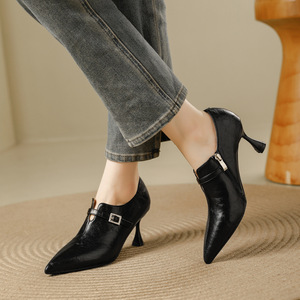 Escarpins à talons carrés en daim pour femmes, talon bloc, confort et amorti, pour le bureau et le quotidien - Product Image 4