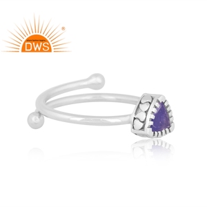 Anillo ajustable de piedras preciosas de tanzanita Natural de plata de ley fina de nuevo diseño, fabricante de joyería personalizada - Product Image 3