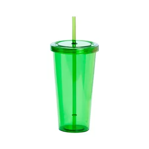Gobelet personnalisé avec paille, en plastique Combler - Product Image 1