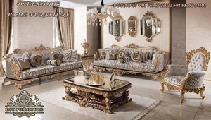 Juego de sofás táctiles europeos para sala de estar de lujo, muebles de sala de estar de platino, juego de sofás clásicos tallados a mano para sala de estar - Product Image 6