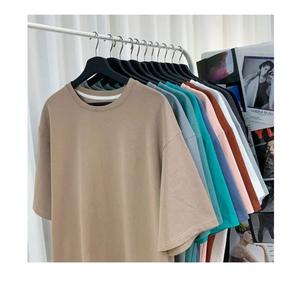 T-shirt décontracté pour homme, col rond, manches courtes, anti-rétrécissement, devant uni, design personnalisé, 100% coton, coupe ample - Product Image 4