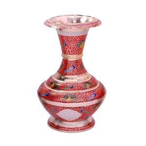 Florero de latón con grabado multicolor con pintura roja y acabado dorado para Decoración de mesa florero decorativo de alta calidad - Product Image 6