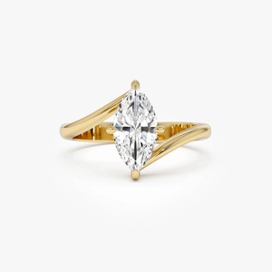 Anillo de compromiso con diamante en forma de marquesa sofisticado, 1.50 ct, E-F VS, diamante cultivado en laboratorio, oro macizo de 14K, engaste de garras, uso diario - Product Image 1