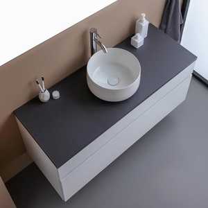 120cm White <b>Wood</b> Bathroom Vanity <b>Unit</b> with Anthracite Shanghai Top - Product Image 4