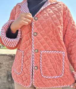 Abrigo de Invierno Acolchado Reversible Transpirable de Terciopelo de Algodón, Chaqueta Hermosa Hecha a Mano para Mujer - Product Image 5