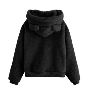 Vente en gros de sweat à capuche personnalisé pour femme, grande taille, en tissu polaire respirant, teint en pièce, style streetwear vintage, motif ours, coupe décontractée, collection automne - Product Image 6
