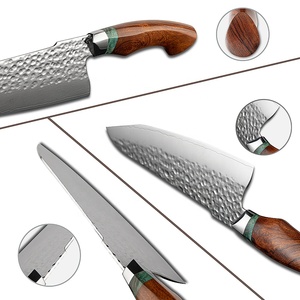 Cuchillo de cocina hecho a mano de chef de acero damasco de fábrica de cubiertos OEM ODM personalizado al por mayor con mango de madera del desierto de acero inoxidable - Product Image 2