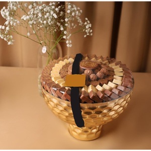 Présentoir à Dessert en forme de bol à chocolat rond en métal doré fait à la main pour la décoration de fête de mariage Présentoir à Dessert de bonbons - Product Image 1