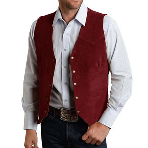 Gilet de moto américain cool gilet en cuir gilet en cuir badge brodé gilets pour hommes - Product Image 1