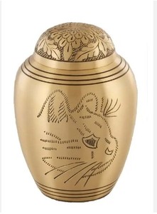 โกศสัตว์เลี้ยงทองเหลือง โกศเพลิงศพ โกศโลหะมีลายอุ้งเท้า - Product Image 4