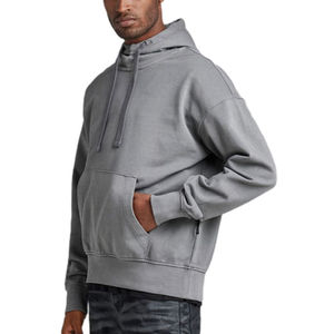 2025 gros hommes sweat à capuche surdimensionné bleu ciel léger coton Polyester mélange pull décontracté pour un usage quotidien basiques sweats à capuche - Product Image 3