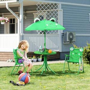Ensemble de table et chaises pliantes en métal pour enfants, avec parasol, portable, pour camping, plage, pêche, pique-nique, salon - Product Image 3