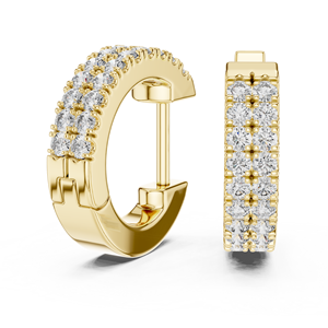 Double Row Round Moissanite <b>Huggie</b> Hoop Earrings 925 Sterling <b>Silver</b> - Product Image 4