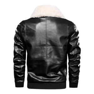 Blouson bombardier pour hommes en cuir véritable col amovible en fourrure de mouton Streetwear décontracté veste de mode vintage vente en gros OEM - Product Image 6