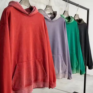 Poche latérale personnalisée Impression 3D en mousse Sweat à capuche lavé à l'acide en détresse Sweats à capuche surdimensionnés vierges Sweats à capuche délavés au soleil unisexe - Product Image 2