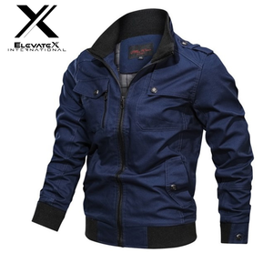 แจ็คเก็ตผู้ชายแบบใหม่ทันสมัย ทรงบุนวม ไซส์ใหญ่ สไตล์ลำลอง แบบเบสบอล วาร์ซิตี้  ผ้าแคนวาส คอตั้ง สีพื้น - Product Image 3