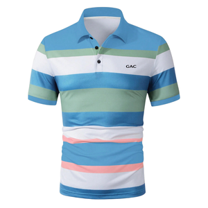 Camiseta de Punto para Hombre, Rayas Azul Cielo, Verde y Blanco, Manga Corta, Transpirable, Secado Rápido, Ligera, Informal, para Golf, Tenis, Verano, Talla XL - Product Image 3